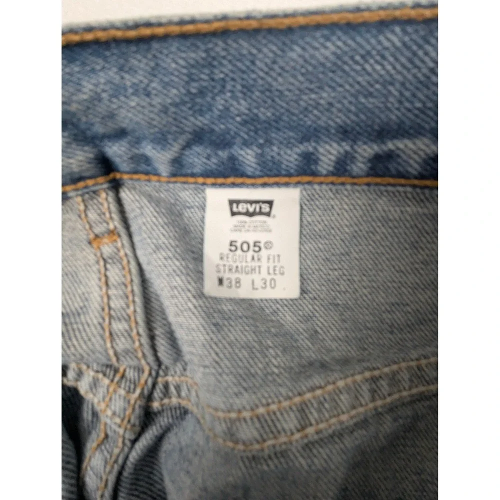 Levis 505 Regular Fit Straight Leg Jeans Mens 38x30 Med Wash Blue Y2K July 2000